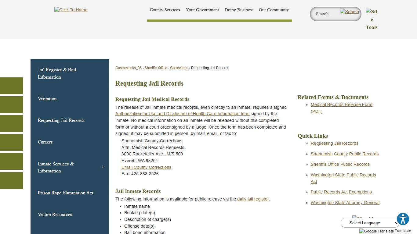 Requesting Jail Records | Snohomish County, WA - Official Website