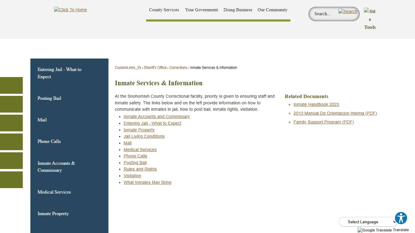 Inmate Services & Information | Snohomish County, WA - Official Website
