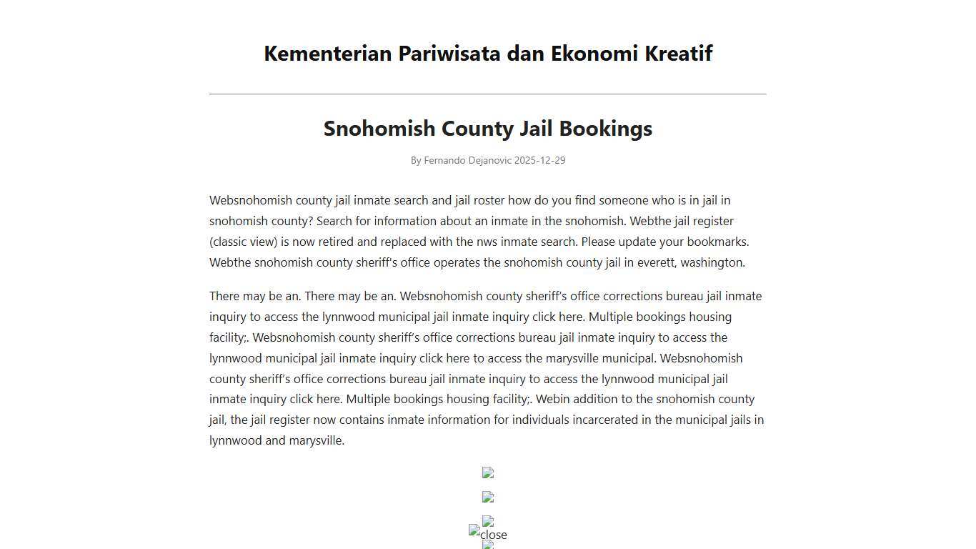 Snohomish County Jail Bookings - Kementerian Pariwisata dan Ekonomi Kreatif