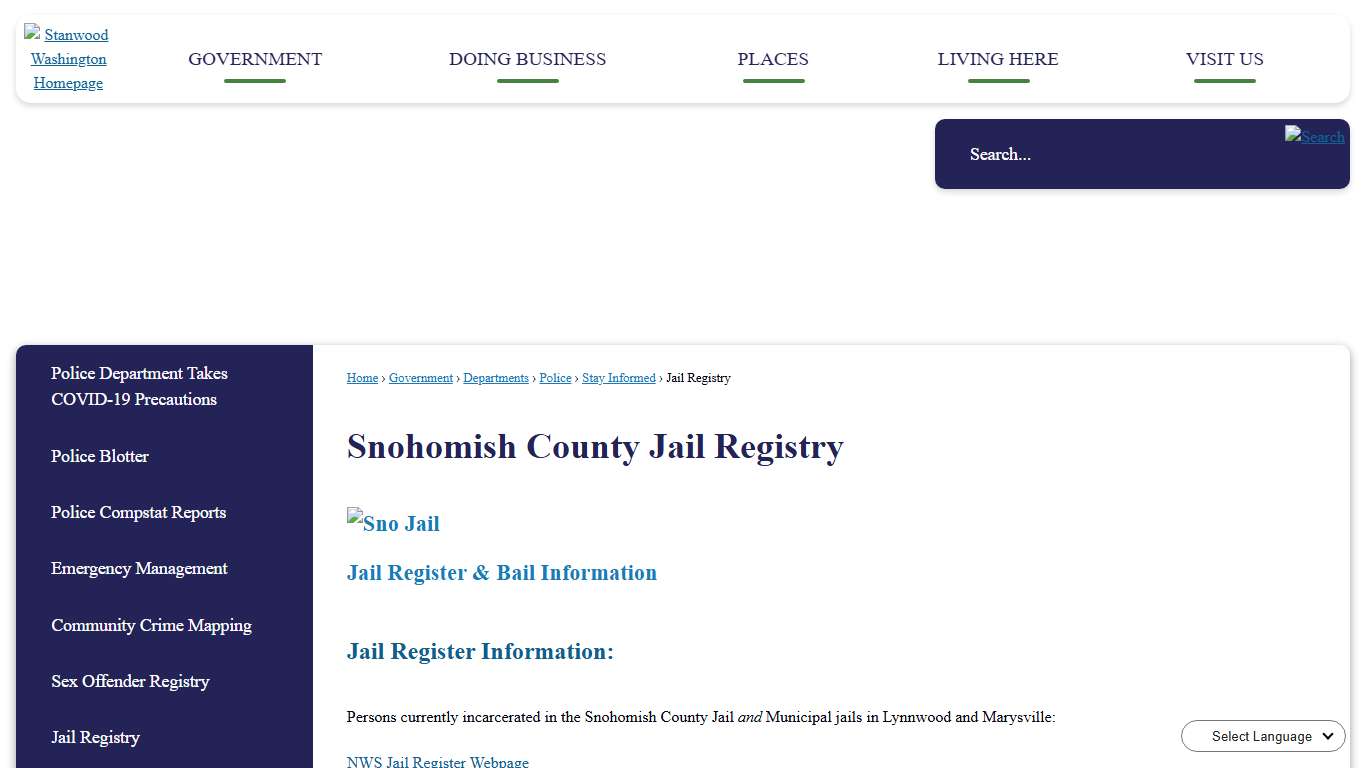 Snohomish County Jail Registry | Stanwood, WA
